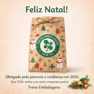 Prezados clientes e fornecedores,

Chegando ao fim do ano, a Diretoria da Indústria Trevo de Embalagens quer deixar um recado bem direto: 2025 foi um ano incrível para nós — e muito disso se deve à parceria e à confiança de vocês.

Aconteceu muita coisa boa. Investimos em novos equipamentos, reorganizamos estoque e produção, ganhamos eficiência, concluímos o galpão de matérias-primas, melhoramos as vias internas para movimentação e carga e fortalecemos nossa logística, com destaque para o trabalho consistente e eficiente dos nossos motoristas. No geral, a empresa deu um salto de organização e desempenho.

E vem aí um feito histórico para nós: em 2025 conseguiremos entregar todos os pedidos do ano sem deixar nada para trás. Um marco inédito, que só foi possível graças ao comprometimento do nosso time e ao alinhamento com clientes e fornecedores — prazos, programação, matéria-prima e parceria de verdade no dia a dia.

Também queremos reconhecer: nossa equipe comercial deu show, bateu todas as metas e seguiu trabalhando com foco total em atender bem e manter a Trevo cada vez mais próxima de vocês.

Agora é hora de respirar, recarregar e aproveitar. Desejamos a todos um excelente Natal. Que os dias 24 e 25 de dezembro sejam vividos com família, tranquilidade e boas energias para começarmos 2026 ainda mais fortes — juntos.

Muito obrigado.

Diretoria – Trevo Embalagens